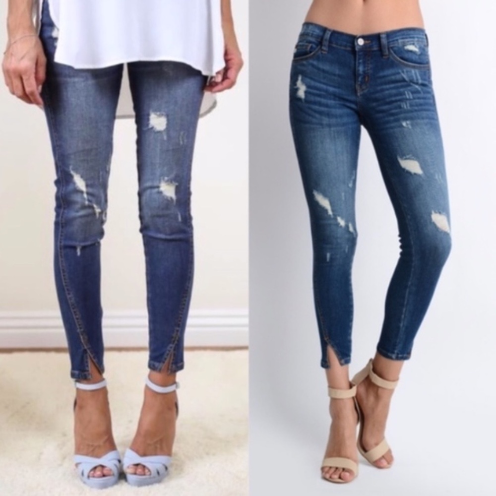 Kancan mid rise Distressed Skinny denim Jeans - Picture 2 of 4